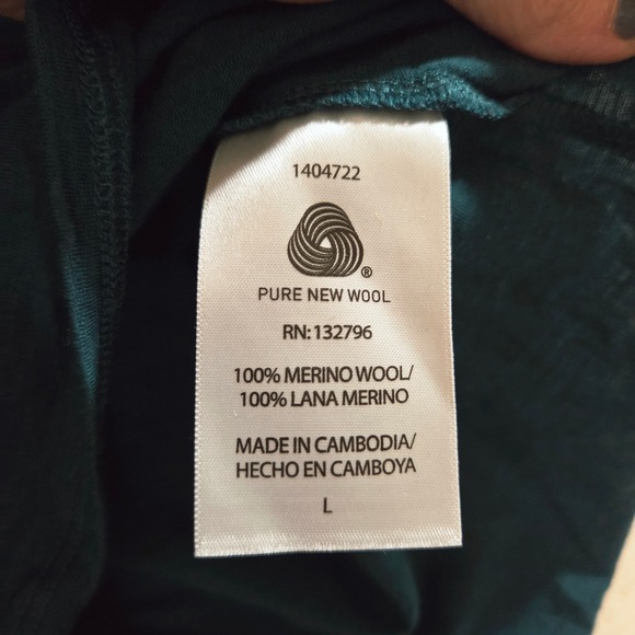 Segments 100% Merino Wool Base Layer Top Green Crewneck Womens Large Winter - Picture 4 of 9